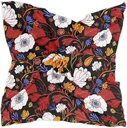 [Yoogain] Lilly Floral White WildFlower Black silk scarf pashmina silk scarffashion for indian for winter bufanda para mujer elegante, Lilly Floral White Wildflower Black