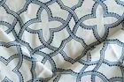 Nautical Blue Embroidery Lattice Crewels Drapery and Upholstery Fabric remnant 1