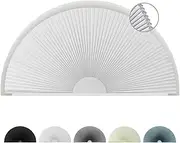 Arch Window Shade Blackout, Stick on Cellular Shades Cordless No Drill Honeycomb Blinds, Thermal Insulated UV Protection Fabric Half Circle Window Coverings Room Darkening Shades (White, 48"W x 24"H)