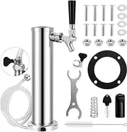 Draft Beer Tower Single Tap Beer Tower,Stainless Steel Keg Tower Kegerator Tower 3" Tap Tower Come With Self-Closing Beer Faucet And Pre-Assembled Beer Line,Easy Install At Countertop And Kegerator