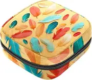 Period Bag,Sanitary Napkin Storage Bag,Birds Colorful Feathers,Tampon Bag for Purse