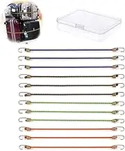 12 PCS Premium Bungee Cords with Hooks, 10" Mini Adjustable Rubber Stretchy Heavy Duty Short Elastic Bungee Cord,for Luggage Roof Rack Hang,Outdoor Tent Tarp,Bike Car,RV,Camping Tool,Cargo