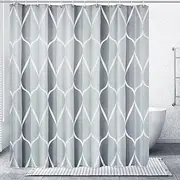 [Gelbchu] Grey Fabric Shower Curtain, Waterproof Design and Polyester, Quick-Drying, Weighted Hem, Shower Curtains Set for Bathroom W 72 x H 72, Durable and Washable with 12 Hooks