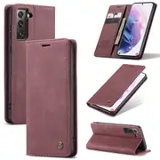 CaseMe Samsung Galaxy S25+ Plus 5G Classic Folio PU Leather Case Cover S936 [Wine]