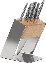 Global Katana 6-Piece Japanese Knife Block Set, Made in Japan, Stainless Steel and Bamboo Storage Block