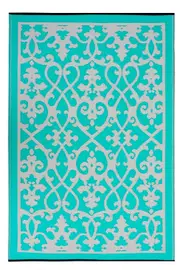 Venice Turquoise Recycled Plastic Outdoor Rug and Mat - 180 x 270 cm - Weatherproof Rug, Recycled Plastic, Sustainable, Eco Friendly UV Resistant, Durable Outdoor, Patio Rug, Fade Resistant