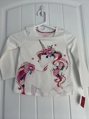 Isaac Mizrahi Girls Collection Sequin Unicorn Ruffle Short Sleeve Shirt Top NEW