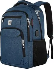 [Volher] Laptop Backpack,Business Travel Anti Theft Slim Durable Laptops Backpack with USB Charging Port,Water Resistant College Computer Bag for Women & Men Fits 15.6 Inch Laptop and Notebook - Blue
