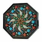 12" marble side Table Top semi precious stones inlay handmade decor