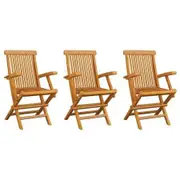 Garden Chairs 3 pcs Solid Teak Wood