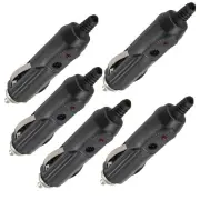 5Pcs Male Car Cigarette Lighter Socket Plug Connectors With Fuse PVC Red LED A
