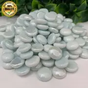 White Round Glass Pebbles Bead Stones for Arts, Craft, Mosaics 17 - 19mm 450g