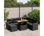 8 Piece Garden Sofa Set With Cushions Poly Rattan