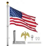 Yescom 25FT Telescoping Aluminum Flagpole Kit with Tire Mount Base Outdoor Car