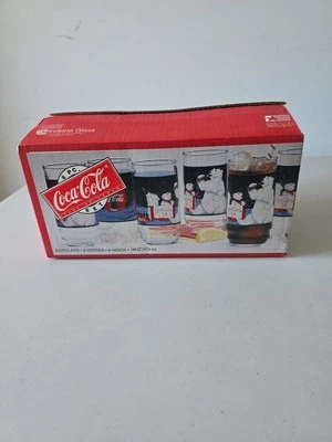 Indiana Glassware Coca Cola ALWAYS Polar Bear 16 oz. Glasses 1995