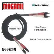 Custom Audiophile Mogami RCA Patch Interconnects with Neutrik Rean Gold Connects