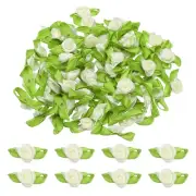 100 Pcs Mini Ribbon Roses Flowers Bows for Crafts, 15mm/0.6" Dia, Light Yellow