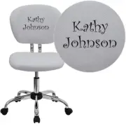 Flash Personalized Mid-Back White Mesh Swivel Task Office Chair/Chrome Base