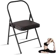 Pilates Yoga Chair, Durable Folding Chair with Lumbar Back Support Backless Solid Anti-Slip High Back Folding Chairs for Home Cafe Office Camping Easy to Carry