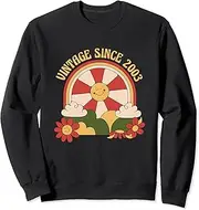 [X.Style] Vintage Since 2003 Retro Sunshine Flower 19th Happy Birthday Sweatshirt ds1941 Sweater (XL) Black
