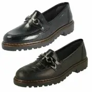 LADIES RIEKER LEATHER SLIP ON SMART CASUAL WORK LOW HEEL LOAFER SHOES 54862