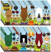 Horse Race 36Pcs Make a Horse Stickers for Kids, Make-A-Face Sticker Derby Party