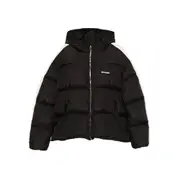 [Palm Angels] Palm Angels Hooded Stripe-detail Puffer Jacket 12 A BLACK