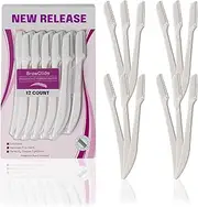 Precision Eyebrow Razor with Shaper Guard (12 count) – Eye Brow Razors for Women to Sculpt & Touch up Brows – Safe, Gentle Facial Razor For Women - Dermaplaning Blades