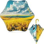 [ODAWA] Kids Umbrellas Sunflowers Cloudy J-Handle Golf Umbrella for Walking, Cloudy sunflowers, one size