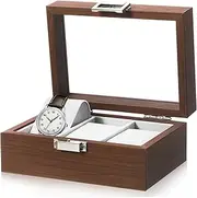 Ipetboom Watch Display Case Jewelry Organizer Tray Walnut Slot Holder with Lid for Mens Watch Collection Lining Elegant Storage