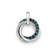 14k White Gold Blue & White Diamond Interlocking Circles Pendant