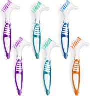 6Pack Denture Cleaning Brush Set Hard Denture Toothbrush Portable Denture Tooth