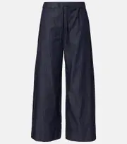 ['S Max Mara] 'S Max Mara Jour cotton chambray wide-leg pants UK 2 blue