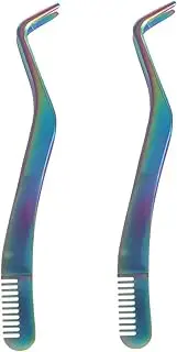 WOONEKY 2Pcs Ergonomic Eyelash Tweezers Professional Lash Applicator for Easy Eyelash Extensions Useful Makeup Tool for Personal and Salon Use Durable Design Rainbow