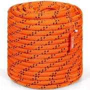 Double Braided Polyester Rope, 19 mm x 67.06 m, 24 Strands, 88.96kN Breaking Strength Outdoor Climbing Rope, Arborist Rigging Rope for Rock Hiking Camping Swing Rappelling Rescue,