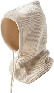 [Generic] Face Warmer Men - Cotton Beanie Neck Warmer, Windproof Winter Face, Fuzzy Winter Balaclava Hat|Full Face Beanie for Skiing, Running, Skating, Biking, Hiking, Men, Women, Winter, apricot