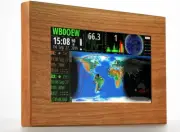 COMBO with Stand, 9” LCD HFClock, CHERRY Wooden Frame, Internet HamClock WiFi