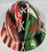 New Full Brim Hard Hat Custom Hydro Dipped MY HOME / MY BLOOD MEXICAN AMERICAN