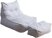 UYSOFRCV Lazy Bean Bag Sofas Cover, Linen Cloth Lounger Seat Chair Cover Toy Storage Clothes Storage Bag for Adults and Kids with No Filling,Light Gray