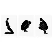 Set of Nude Body Drawing Female Minimal Wall Art #2