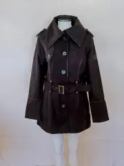 Limited Edition Apple Bottoms Ladies Short Wool Trench Coat AFO0320 Black