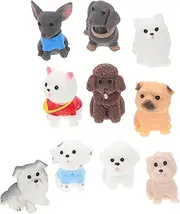 KONTONTY 12pcs Landscape Puppy Dog Figurines Small Tiny Puppy Decor Dog Figurines Decor Dog Figurines Toy Puppy Statue Puppy Decor for Home Miniature Puppy Dog Sculptures Resin