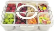 Snack Box Container, Divided Serving Tray with Lid and Handle Snackle Box Container, Snack Organizer for Adults Fruit Tray, Veggie Tray, Perfect for P