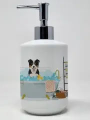 Tricolor Border Collie Ceramic Soap Dispenser Hand Soap Dispenser Pump Bottles