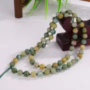 Myanmar Jadeite Light Green Tricolor Jade Bead Round Bead Jade Chain