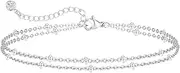 [LUXYSODE] Silver Ankle Bracelets for Women, Dainty Layered Waterproof Adjustable Silver Anklet, Summer Beach Anklet Jewelry Gift