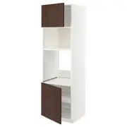 METOD hi cb f oven/micro w 2 drs/shelves, white/Sinarp brown, 60x60x200 cm
