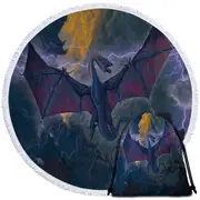 Cool Fantasy Art Lightning and Thunder Dragon Round Beach Towel