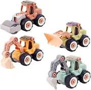 FOYTOKI 4Pcs Take Apart Construction for Detachable Engineering Trucks DIY Car Playset Educational Sandbox Vehicles Hands Learning Material