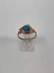 Handmade ~ Copper Wire Wrap ~ Glass Bead Ring ~ Size 8 #125